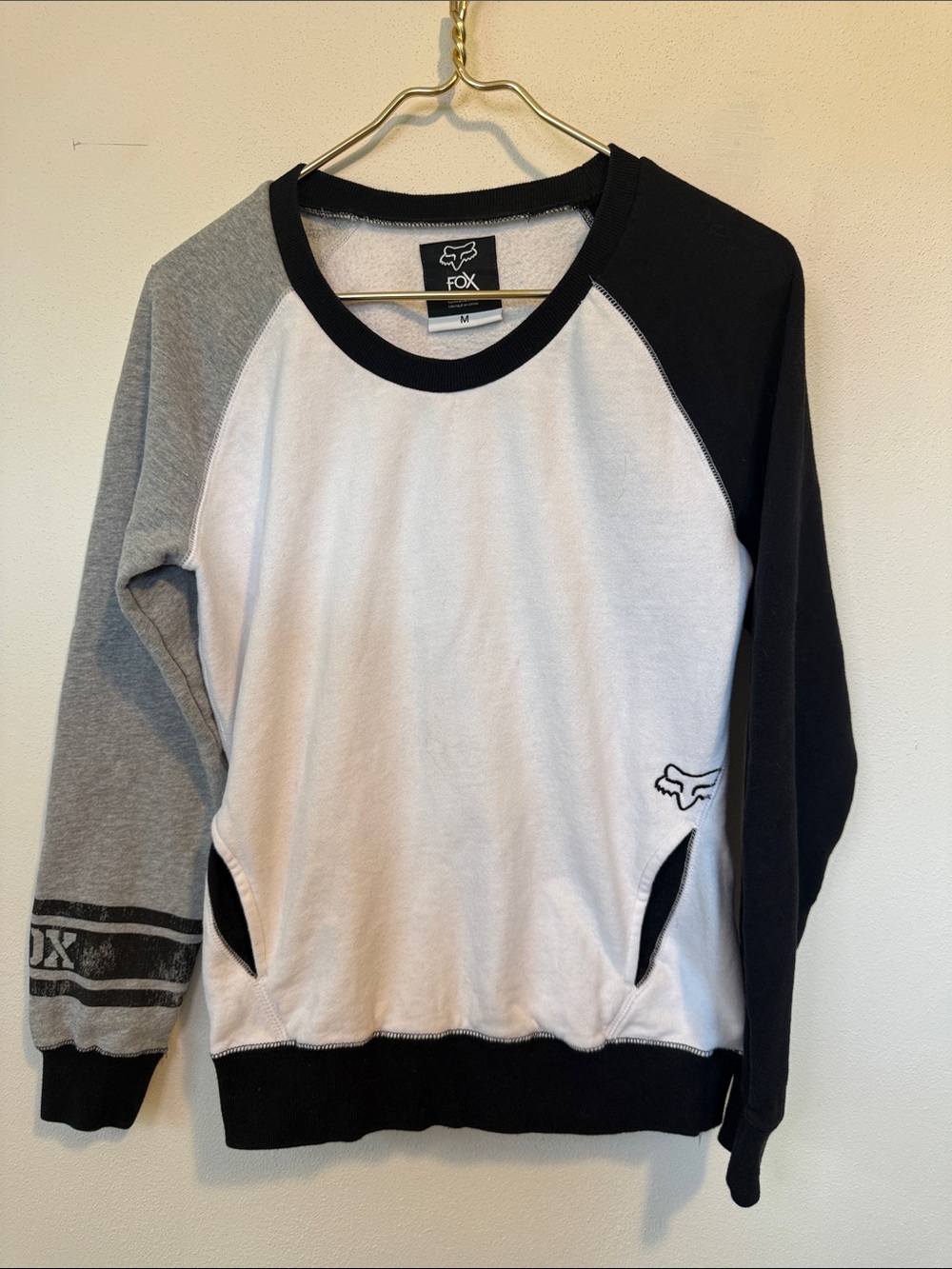Fox White, Black & Gray Crewneck Sweatshirt